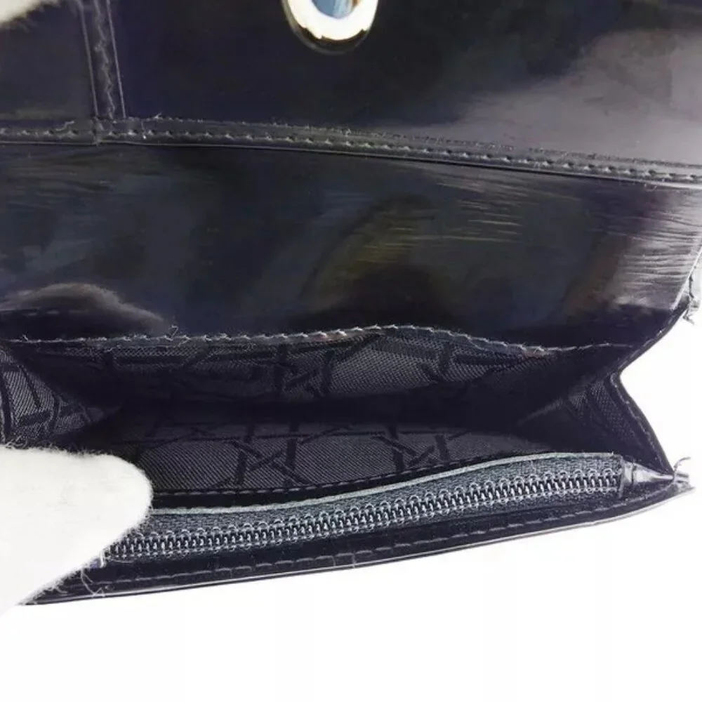 Dior Trifold Wallet CD Mark Enamel Leather Authentic Used